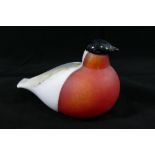 A Finnish Iittala glass 'Bullfinch' bird by Oiva Toikka, 13cm long,