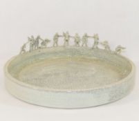 Jenny Bayntun (20th/21st Century British)+ Glass bowl entitled 'Jazz', 34cm diameter,