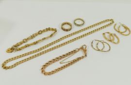 A quantity of 9 carat gold and yellow metal items marked '9CT' and '375',