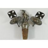 A pair of George V silver topped cork stoppers with Maltese cross finials, London 1932,