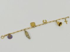 A 9 carat gold charm bracelet, each link individually hallmarked,