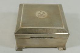 A George V square silver cigarette box, Chester 1921,