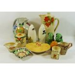 Assorted ceramic items from the 1930's - 1950's including a Clarice Cliff Bizzare 'Ravel' pattern