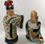 Two Japanese pottery glazed, polychrome