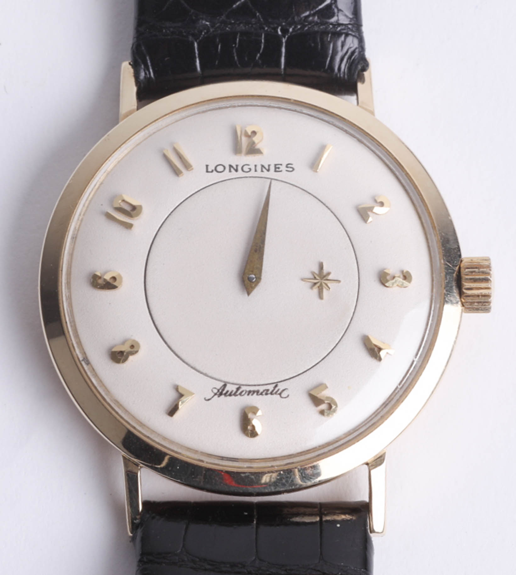 Longines, a gents 14k automatic Mystery Dial gents wristwatch, back marked 'Use Admiral Wrench',