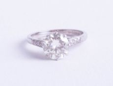 A fine 18ct white gold and diamond solitaire ring, round brilliant cut diamond weighing approx 2.