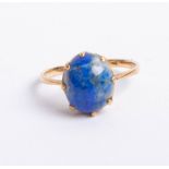 A lapis lazuli hardstone ring set in 18ct yellow gold, size M, Provenance, from the family of London