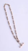 A 9ct gold T bar necklace approx 7.60g.