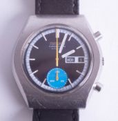 A Seiko, 1970's, automatic chronograph with coloured subsidiary second dial, French and English