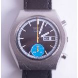 A Seiko, 1970's, automatic chronograph with coloured subsidiary second dial, French and English