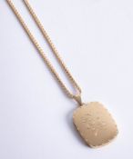 An 18ct necklace with locket (locket indistinctly hallmarked), approx 21.90g.