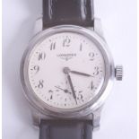 Longines, a vintage gents stainless steel wristwatch with sub second dial, back plate stamped