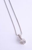 A platinum set diamond pendant necklace with single stone approx. 2.50ct on a platinum chain.