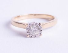 An 18ct diamond single stone ring, illusion set, approx. 0.34ct, ring size O.