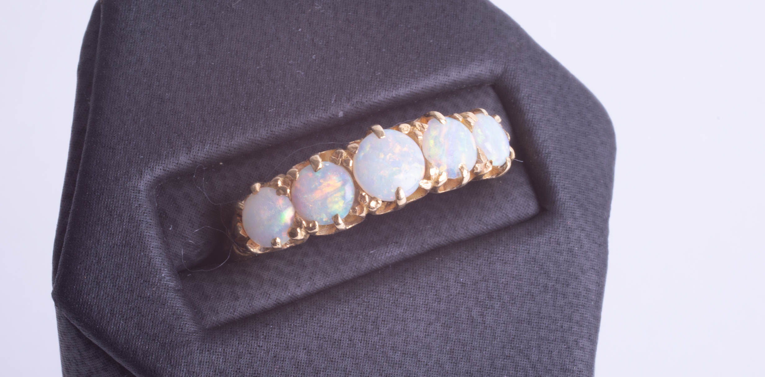 An 18ct five stone opal ring, ring size Q. - Image 2 of 2