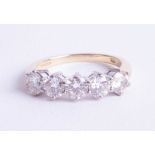 A good 18ct five stone diamond ring approx. 1.50ct, ring size N.