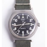 CWC, a gents quartz military wristwatch, back case stamped 0552/6645-99, 5415317,23610,83, black