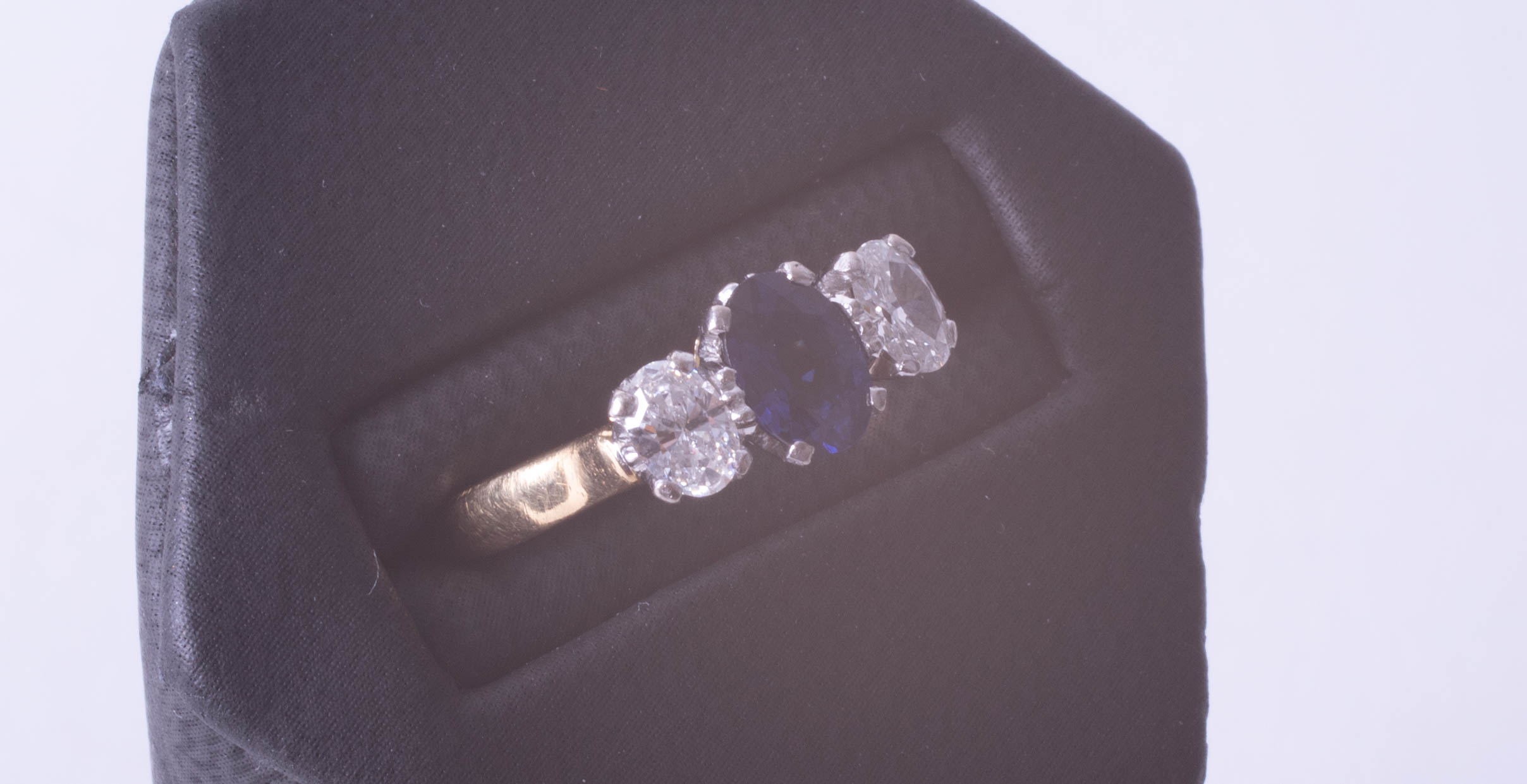 A fine 18ct diamond and sapphire three stone ring, size N. - Image 2 of 2