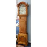 A Cornish pine cased longcase clock, with arched painted dial, marked 'F.Daniel, Marazion', with 8