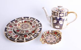 Royal Crown Derby, including teapot pattern 2451 Imari, two plates pattern 2451 Imari, three