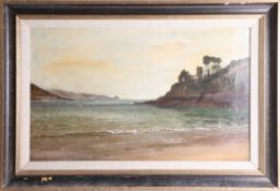 Early 20th century oil on canvas not signed, Mothecombe beach, 37cm x 60cm.