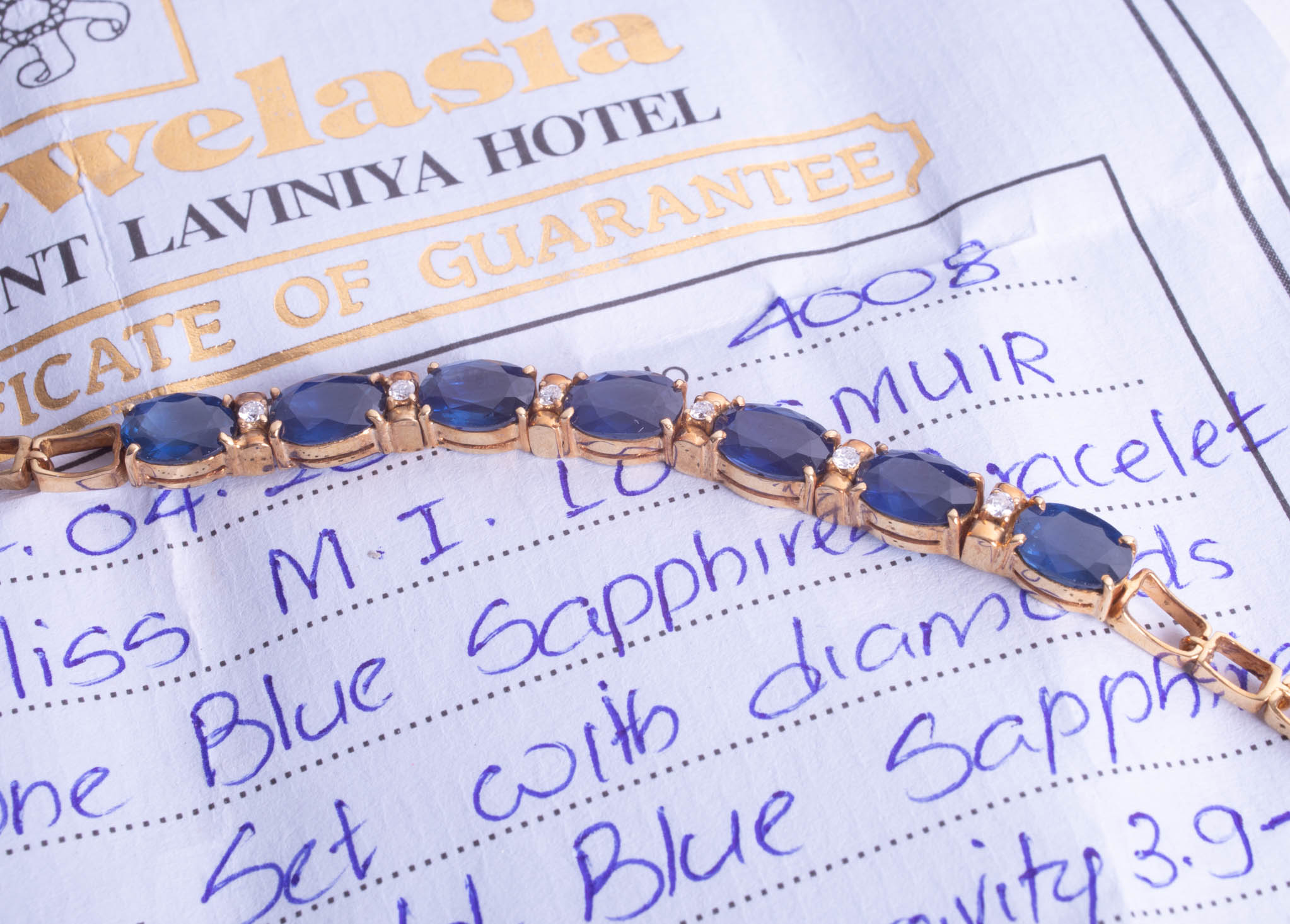 Sapphire and diamond set bracelet in yellow gold together with a certificate indicating 18ct gold - Image 2 of 2
