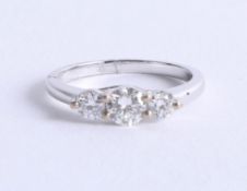 An 18ct white gold trilogy diamond ring approx 1.00ct, size M.