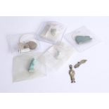 An interesting small collection of Egyptian artefacts annotated, including Egyptian mummy amulet