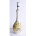 A Moorcroft white lily lamp, height 34cm with fitting, cable & plug.