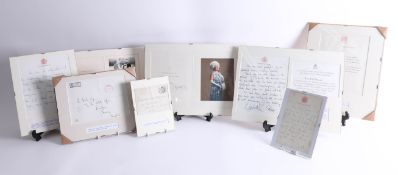 Of royalty interest, a collection of original and autopen notelets / letters from Her Majesty the