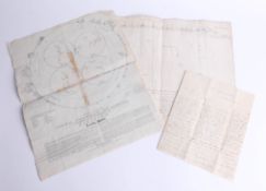 A small group of historical naval documents including a handwritten letter from a young marine to