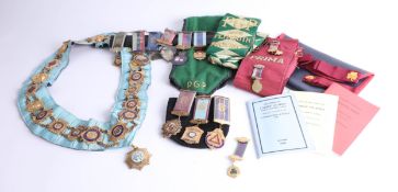 Collection of R.A.O.B Royal and Ancient Order of Buffalos including medallions, regalia and medals