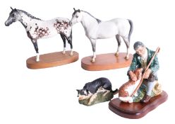 Beswick dapple grey horse, together with a Doulton figure 'The Master' HN2325, and a Mastercraft dog