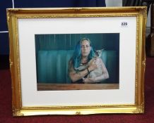 Woman with a Siamese cat, a photographed portrait by Jojo from his 14th exhibition, Table 32 at the