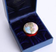 Halcyon Days enamel box sent by Sarah Duchess of York to friends and family Christmas 2004, boxed.