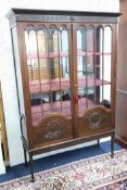 A mahogany, glazed display cabinet, height 170cm, width 107cm, depth 38cm.