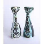 Two Celtic pottery, Newlyn cat figures, height 19cm (2)