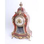 A 19th century Boulle clock, enamel cartouche dial, pendulum, gold strike and gilt mounts, height