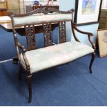 A mahogany framed and upholstered window seat, height 99cm, width 106cm, depth approx 50cm.