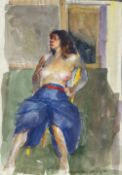 Robert Lenkiewicz, 'Study of Jenny. 2.10 p.m. Thursday. 20th July 89', Watercolour, 42 x 29 cm.