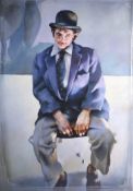 Published by the Lenkiewicz archive, giclee on canvas 'Les Ryder in Bowler Hat' 1996 no.