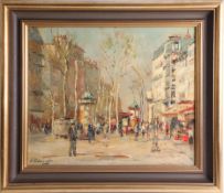 Charles Verbrugghe (Bruge 1877-1974) 'Parisian Street Scene', signed oil on panel, 38cm x 48cm.