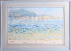 Peter Smith, oil on canvas, 'St Mary's Harbour from Thomas Port, Isles of Scilly', signed, framed,