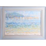 Peter Smith, oil on canvas, 'St Mary's Harbour from Thomas Port, Isles of Scilly', signed, framed,