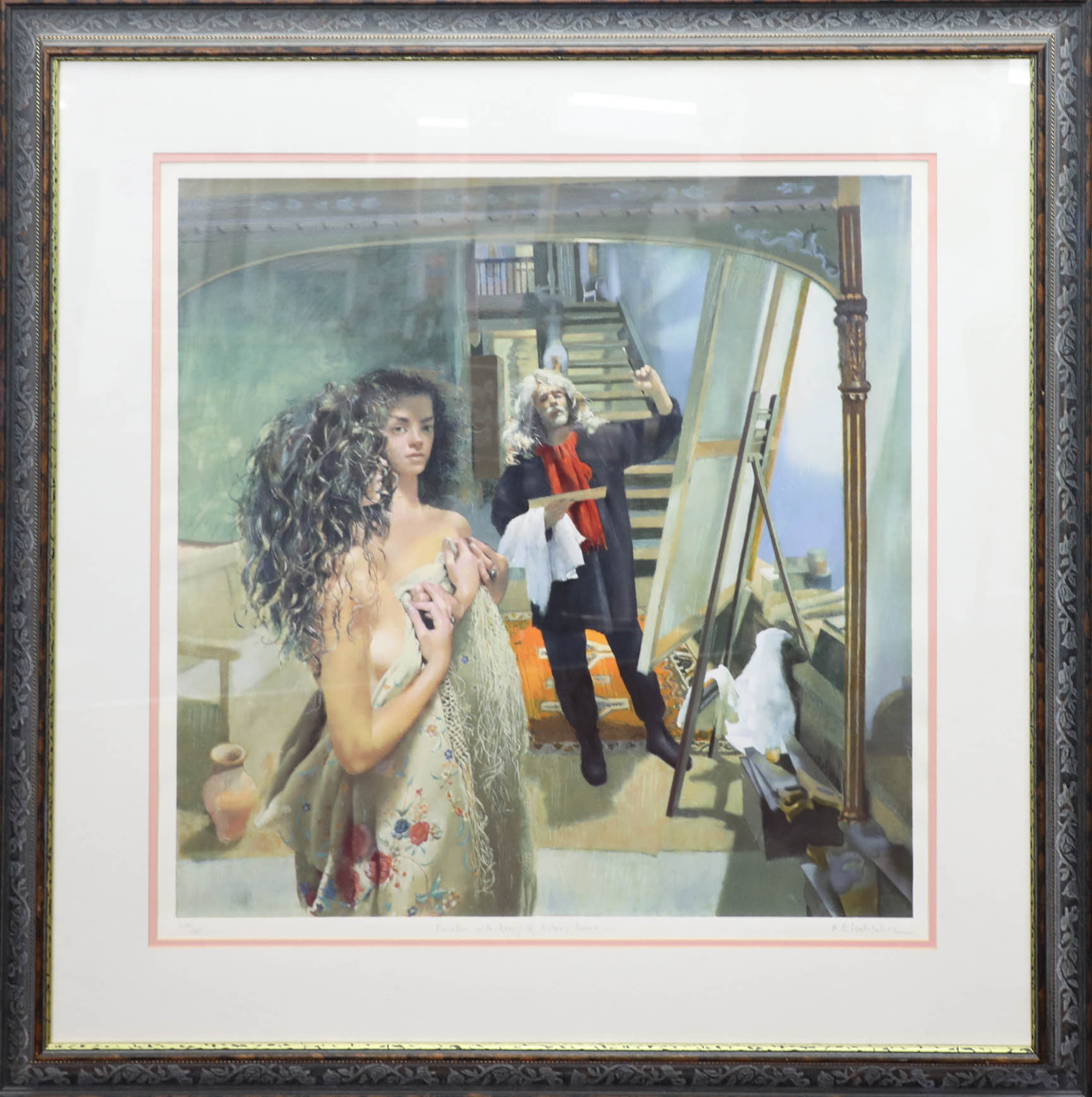 Robert Lenkiewicz, 'Painter with Anna, St Antony Theme' no. 254/ 275, framed and glazed, overall