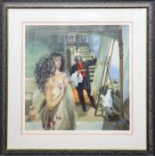 Robert Lenkiewicz, 'Painter with Anna, St Antony Theme' no. 254/ 275, framed and glazed, overall