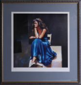 Robert Lenkiewicz print 'Blue Anna', no. 368/500 with Barbican Gallery certificate to reverse,