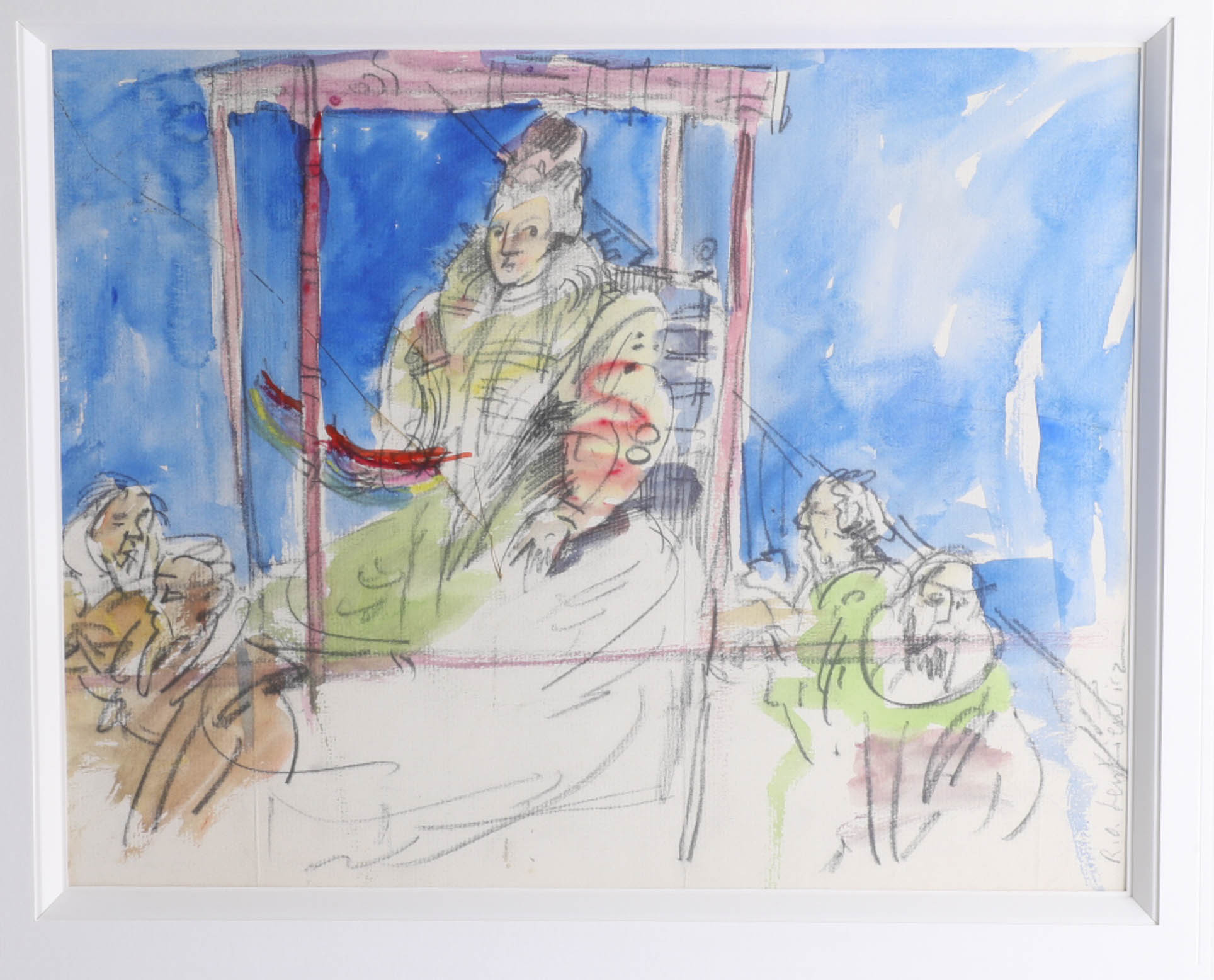 Robert Lenkiewicz (1941-2002) 'Elizabeth Entourage', pencil/watercolour, 36 x 28cm, a preparatory - Image 2 of 2