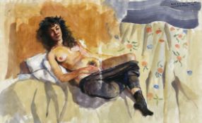 Robert Lenkiewicz, 'Study of Louise 2.23 a.m. 24th April 89', Watercolour, 36 x 58.5 cm.