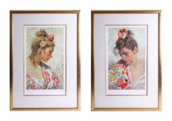 Royo, a pair of limited edition prints, 'Portrait of a lady', each framed and glazed,